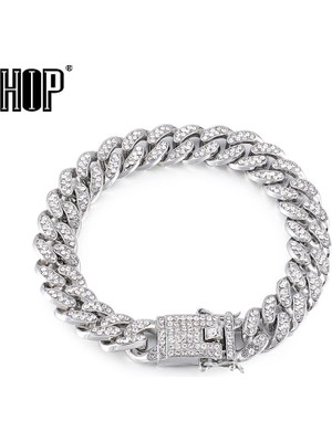 Masoffy 15 mm Geniş Gümüş 18 cm Hip Hop Aaa Bling Miami Küba Zincir Buzlu Out Erkek Bilezik Rhinestone Zirkon Kaplamalı Bilezikler Kelebek Erkekler Için Takı (Yurt Dışından)