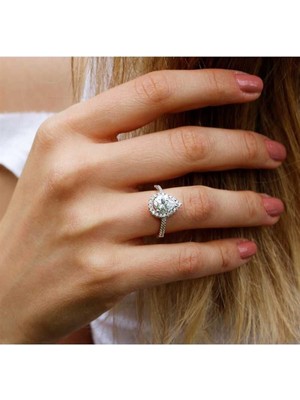 Minamis Silver Damla Kesim Zirkon Taşlı 925 Ayar Gümüş Yüzük