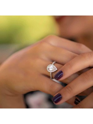 Minamis Silver Damla Kesim Zirkon Taşlı 925 Ayar Gümüş Yüzük