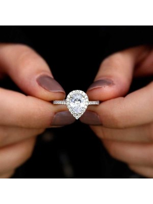 Minamis Silver Damla Kesim Zirkon Taşlı 925 Ayar Gümüş Yüzük