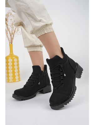 Muggo Molde Garantili Kadın Streç Lastik Bağcıklı Fermuarlı Bot