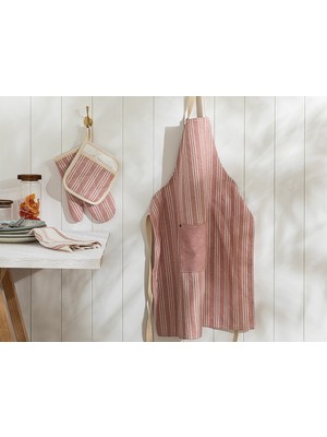 English Home Scratch Line Pamuk Cepli Mutfak Önlüğü 75X58 cm Kırmızı