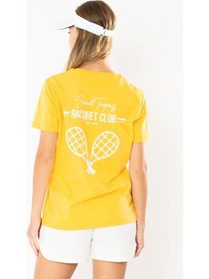 Coredra Racquet Club Regular T-Shirt Kadın - Sarı