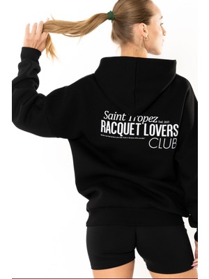 Coredra Racquet Lovers Oversize Hoodie Kadın - Siyah