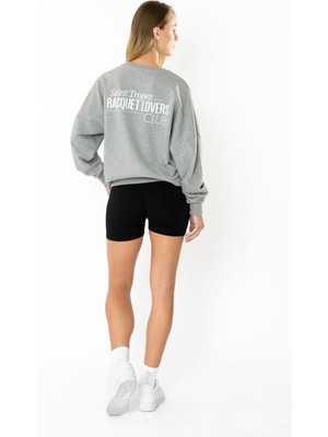 Coredra Racquet Lover Oversize Sweatshirt Kadın - Gri