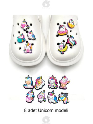 Bear & Pear Crocs Terlik Süsleri Unicorn 8'li Jibbitz Set