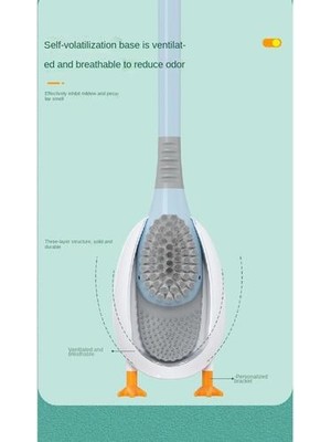 Htun Silikon Tuvalet Fırçası, Ördek Şekli Ücretsiz Yumruk Duvar Monte Tuvalet Fırçası (Yurt Dışından)