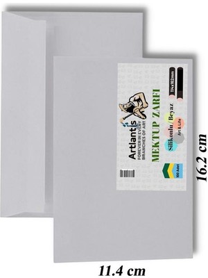Artlantis Mektup Zarfı Silikonlu 114X162 mm 100 Adet 1 Paket Artlantis Cırtlı Beyaz Zarf Takı Zarfı Düğün Para Zarfı