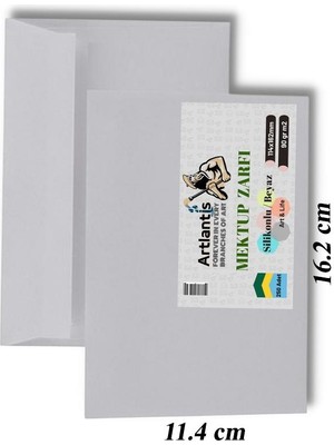 Artlantis Mektup Zarfı Silikonlu 114X162 mm 250 Adet 1 Paket Artlantis Cırtlı Beyaz Zarf Takı Zarfı Düğün Para Zarfı