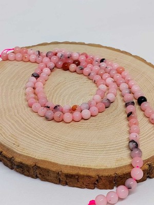 Yaşam Tohumu Pembe Siyah Alacalı Opal Taşı Dizi 6mm