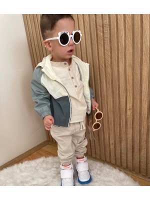 Orca Kids Fashion 1-5 Yaş Arası Içi Astarlı Kapüşonlu Su Yeşili Yağmurluk