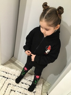 Orca Kids Fashion 1-5 Yaş Arası Minnie Mause Puantiyeli Kapüşonlu Ceket