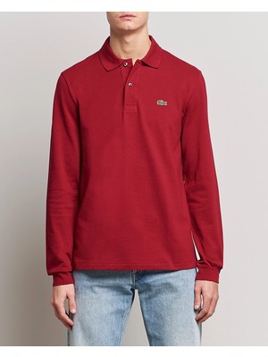 Lacoste Erkek Bordo Polo Yaka Uzun Kollu Sweatshirt