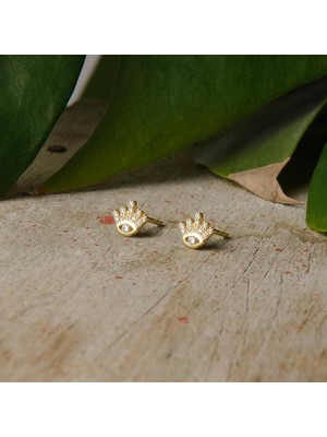 goldkupe 14K Altın Göz Şans Küpe