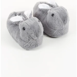 Tavşanlı Ev Içi Peluş Panduf Gri Tavşan Ev Pandufu