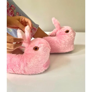 Tavşanlı Ev Içi Peluş Panduf Gri Tavşan Ev Pandufu