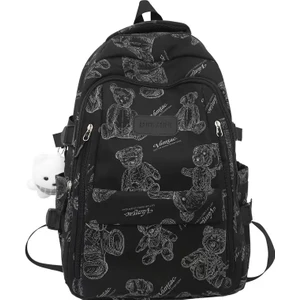 Love Home 2023 Yaz Yeni Okul Çantası Graffiti Ayı Yansıtıcı Sırt Çantası Üniversite Öğrencisi Moda Seyahat Sırt Çantası (Yurt Dışından)