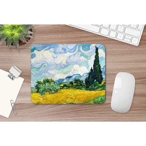 Baskı Tech Wheat Field With Cypresses - Vincent Van Gogh Mouse Pad, Diktörgen Mousepad, Mause Pad Ofis Mausepad