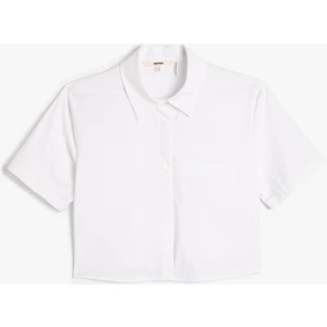 Crop Kısa Kollu Gömlek Düğmeli Cep Detaylı