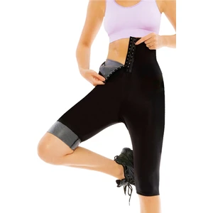 Emba Korse Kadın Siyah Sauna Vücut Şekillendirici Beli Agraflı Kısa Korseli Tayt