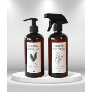 Imker Home Kahverengi Amber Pompalı Bulaşık Deterjanı Şişesi ve Mutfak Fısfısı 500 ml