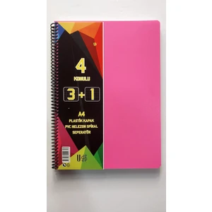 A4 Boy 3 + 1 Ayraçlı Defter Dersane Defteri 3 Kareli 1 Çizgili 120 Yaprak Udep