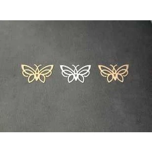 Dekoratif Gold Yapışkanlı Aynalı Pleksi Mobilya Dolap Süsü KELEBEK(5X8CM) 10 Adet