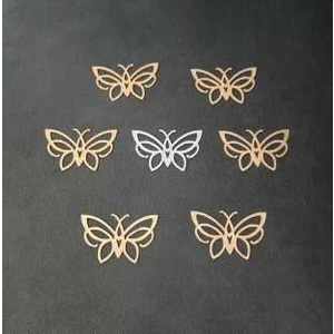Dekoratif Gümüş Yapışkanlı Aynalı Pleksi Mobilya Dolap Süsü KELEBEK(8X5CM) 10 Adet