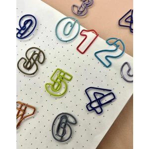 Kağıt Gemi Dükkan Rakam Desenli Çok Renkli 10'lu Metal Ataş Seti