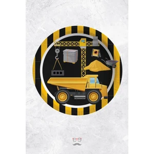 Inşaat Temalı Karton Tabak Yuvarlak 8 Adetli Paket