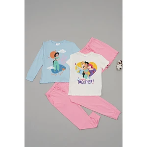 For You Kids 4'lü Disney Princess Baskılı Tshirt Şort Pantolon Takım