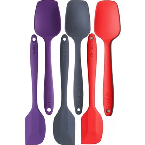 Silikon Kaşık Spatula Seti 6lı Yanmaz Yapışmaz Çizmez Mor-Gri-Kırmızı