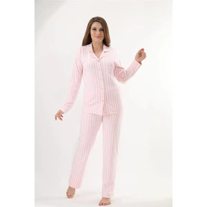 Yakalı Önden Düğmeli %70 Bambu %30 Pamuk Uzun Kollu Kadın Pijama Takım 73151