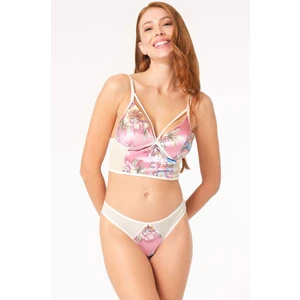 Kadın Kadife Balensiz Dolgusuz Çiçek Baskılı Bralet Sütyen Slip Takım 4222