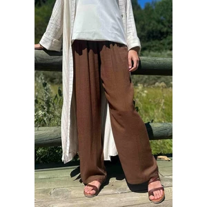 Rabia Şamlı Kahve Keten Pantolon