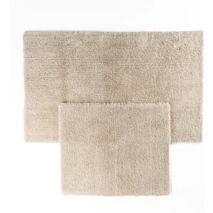 Monolo Doğal Pamuk Taft Dokuma Bej Banyo ve Klozet Paspas Takımı 50x60-60x100 cm, Kaymaz Tabanlı, Yüksek Emicilik