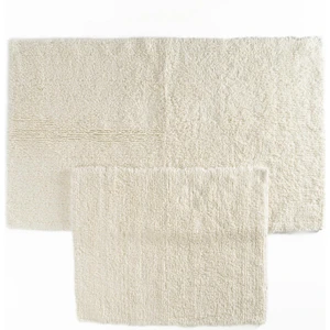 Monolo Doğal Pamuk Taft Dokuma Krem Minimalist Desenli Kaymaz Tabanlı 2'li Banyo Halısı Seti 50x60-60x100 cm