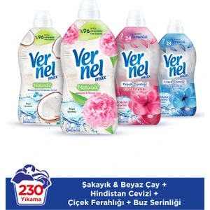 Max Konsantre Çamaşır Yumuşatıcısı 2x1440ml Şakayık+H.Cevizi+ 2x1320ml Çiçek Ferahlığı+Buz Serinliği