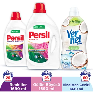 Gülün Büyüsü Sıvı Çamaşır Deterjanı 26 Yıkama x 2 adet + Vernel Max Mineraller & Hindistan Cevizi 60 yıkama