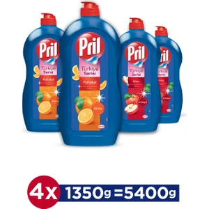 Türkiye Serisi 1306ml x 4 Adet (2 Adana Portakalı + 2 Amasya Elması Kokulu) Sıvı Bulaşık Deterjanı