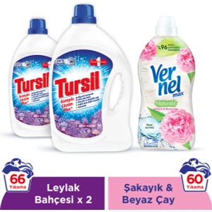 Leylak Bahçesi 33 Yıkama Jel Deterjan x 2 adet + Vernel Max Naturals Şakayık & Beyaz Çay 1440 ml (60 yıkama)
