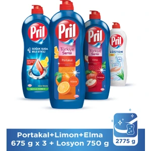 Limon 653ml + Pril Türkiye Serisi 653ml x 2 Adet (Portakal + Elma Kokulu) + Pril Losyon Aloe Vera 750ml Sıvı Bulaşık Deterjanı