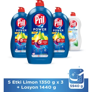 Soğuk Suda Bile Etkili Limon 1306ml x 3 Adet + Pril Losyon Aloe Vera 1405ml Sıvı Bulaşık Deterjanı
