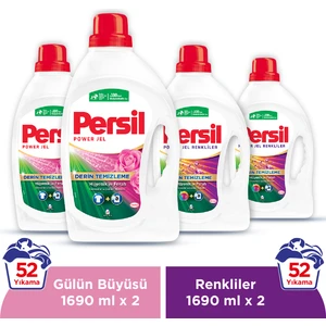 Gülün Büyüsü Sıvı Çamaşır Deterjanı 26 Yıkama x 2 adet + Persil Color Jel Deterjan 26 yıkama x 4 adet