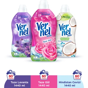 Max Taze Gül 1.44L & Vernel Max Taze Lavanta 1.44L & Vernel Max Naturals Mineraller ve Hindistan Cevizi 1.44L