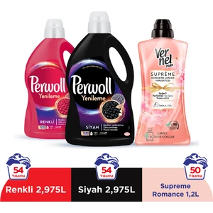Yenileme Renkli 2.97L & Perwol Yenileme Siyah 2.97L & Vernel Max Supreme Romance 1.2L