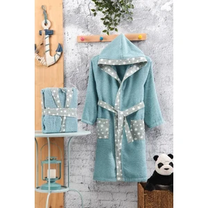 Oyalı Textile Çocuk Bornozu Kapşonlu Bornoz %100 Pamuk Bebek Bornoz Işlemeli Boroz Kapüşonlu Kız Erkek Bornoz