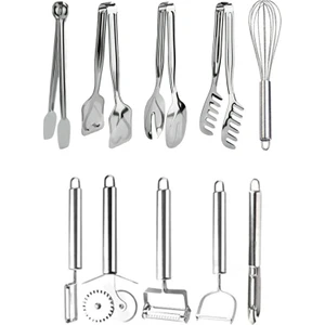 10 Adet Soyacak Oyacak Salata Makarna Pasta Maşa Hamur Rulet Çırpıcı Sunum Servis Pişirme Seti