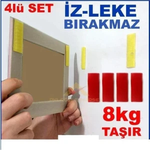 Çivisiz Tablo Çerçeve Montajı Için 4 Lü Set Cırt Sistemli İz Bırakmaz Çift Taraflı Askı Bantı