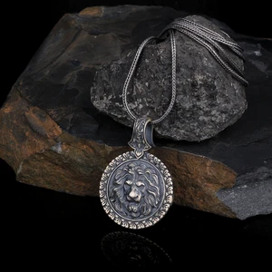 Tesbih Sepetim Kabartma Aslan Motifli Kalem Işleme Model 925 Ayar Kolye